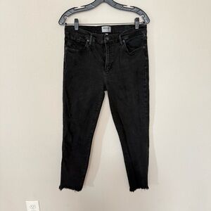 AGOLDE Harlow Deconstructed Sophie Sz 32 Black High Rise Skinny Crop Jeans